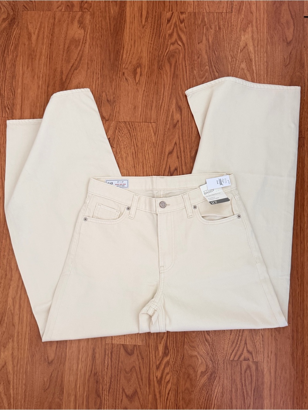 GAP Cream High-Rise Straight Jeans